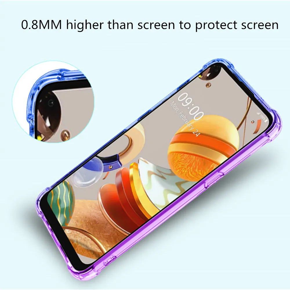 Противоударный прозрачный градиентный чехол для LG K61 K51 K51S K50 K50S K41S K40S K31 Q51 Q60 Stylo 6 5