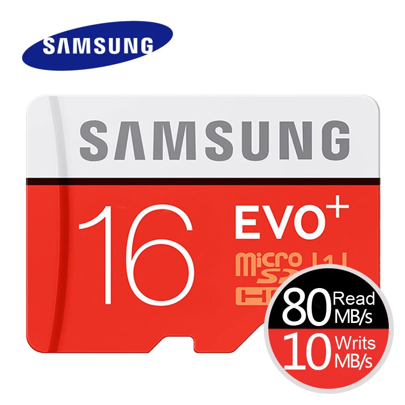 Карта памяти MicroSD SAMSUNG EVO+ Micro SD 16 Гб MicroSDHC Class10 слот для карт памяти UHS-I TF/SD карты Модуль памяти TransFlash MicroSDXC 64 ГБ для смартфонов