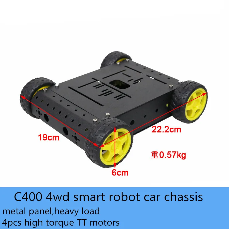 Комплект металлических шасси C400 4WD для смарт-автомобиля платформа робота с