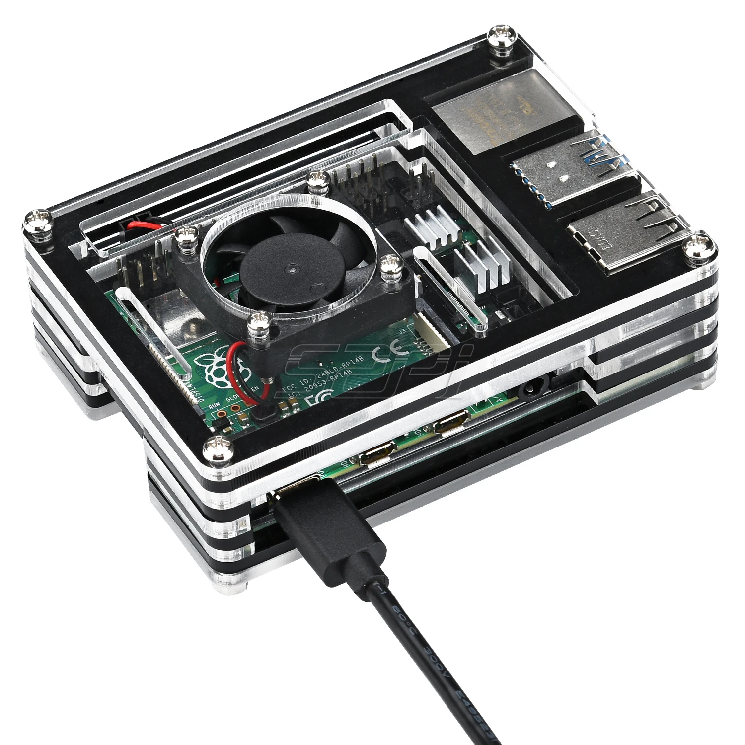 52Pi акриловый прозрачный/прозрачный и черный чехол для Raspberry Pi 4 Модель B с