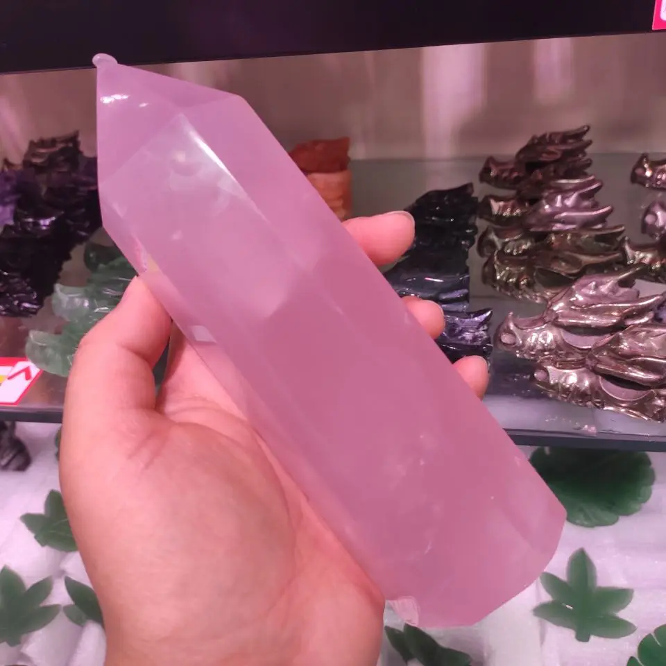 

Натуральный розовый кварц, кристалл, обелиск, палочка, исцеляющий образец, 1 шт.