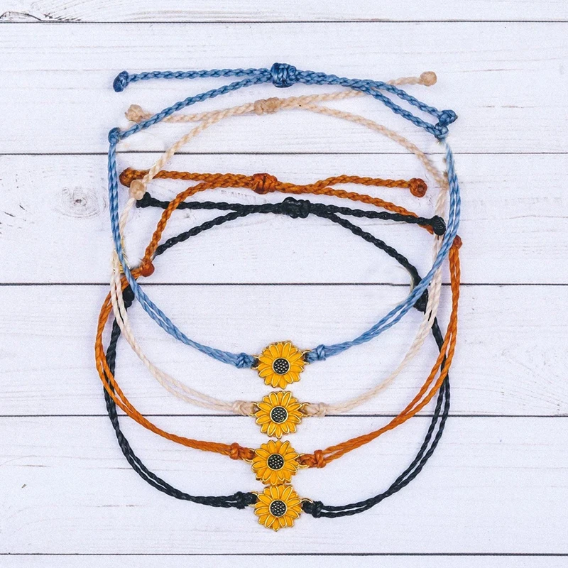 

pulseira feminina masculina jewelry sunflower charm bracelet string boho women friendship bracelets femme armbanden voor vrouwen
