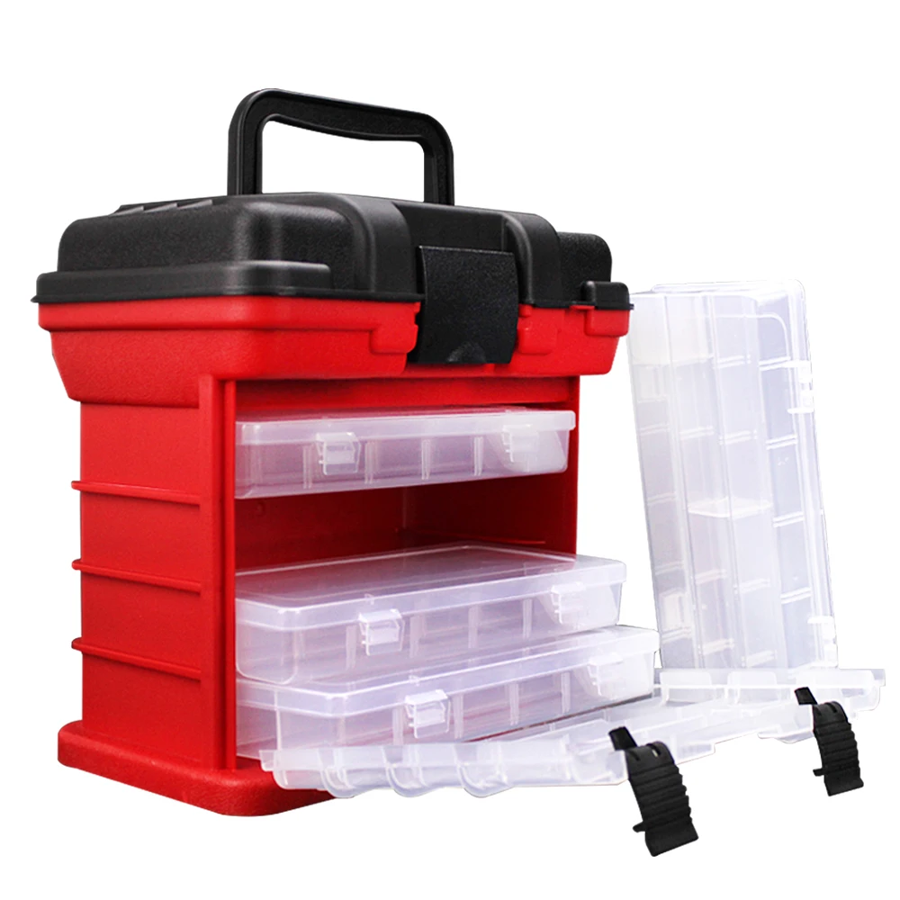 

Portable Fishing box Multi-Layer Fish Lures Container Box Storage Case Durable Fishing Tackle 4 Layer Plastic Case Organizer
