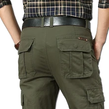 Мужские брюки-карго на весну и осень, повседневные хлопковые комбинезоны с несколькими карманами, тактические прямые брюки, мужские армейские военные брюки, размер 29-55