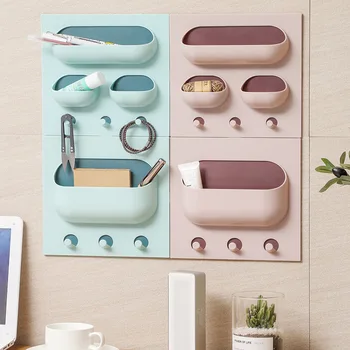 

Wall-mounted Storage Box Kitchen Rack Organizer Bathroom Storage Rack Home Decoration Stick Wall Sticker Multi-function Shelf