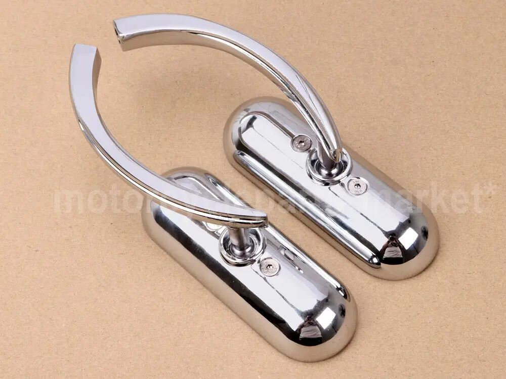 Motorcycle Mini Oval Rearview Mirror Rear View Mirror End Side Mirrors Chrome Sets for Harley Sportster Dyna Softail