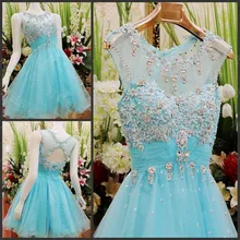 

Modest Scoop Neckline A Line Light Blue Beautiful Homecoming Gowns Short Cute 8th Grade Graduation bridesmaid Dresses