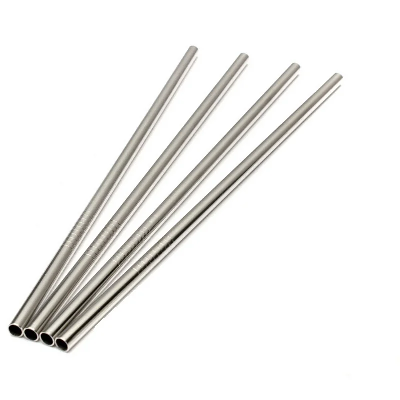 HOT-4Pcs, металлическая соломинка для питья из нержавеющей стали 304, прямые соломинки для сока, кофейного напитка, 12 мм на 0,5 мм