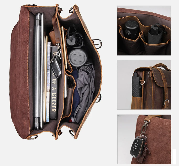 Luufan портфель из натуральной кожи для путешествий с плечевым ремнем, двухслойный портфель, сумки через плечо, многофункциональный рюкзак