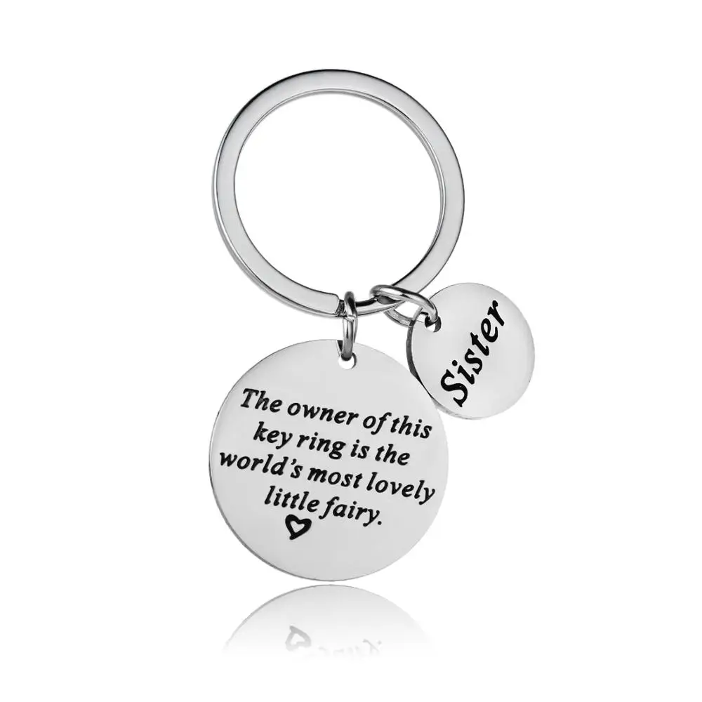 12PC Sister The Owner Of This Key Ring Is World's Most Lovely Little Fairy Keyring Stainless Steel Keychain Friends BFF Gift | Украшения