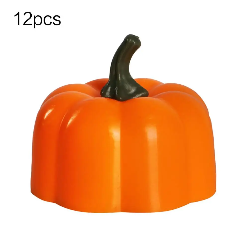 

12 Pcs Orange Pumpkin Tealights 3D Pumpkin Flameless Candle Battery Operated LED Tea Lights for Halloween Christmas Festival