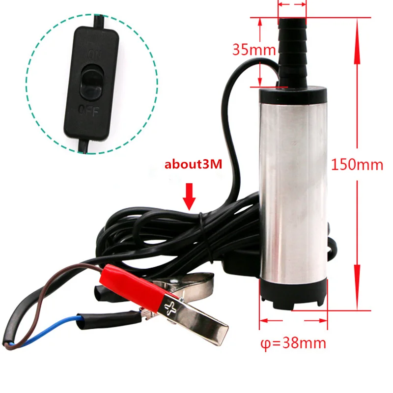 DC 12V 30L/min 38mm Schlauch Kunststoff Tauch Elektrische Pumpe Für  Diesel/Öl/Wasser/kraftstoff Transfer Pumpe Mit Schalter 12V Volt -  AliExpress