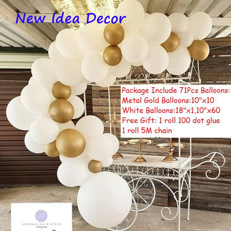 71Pcs Balloons Wedding Decoration Babyshower Party Supplies Latex Garland Ballon Blanc Wed Parti Decor Christening Favors