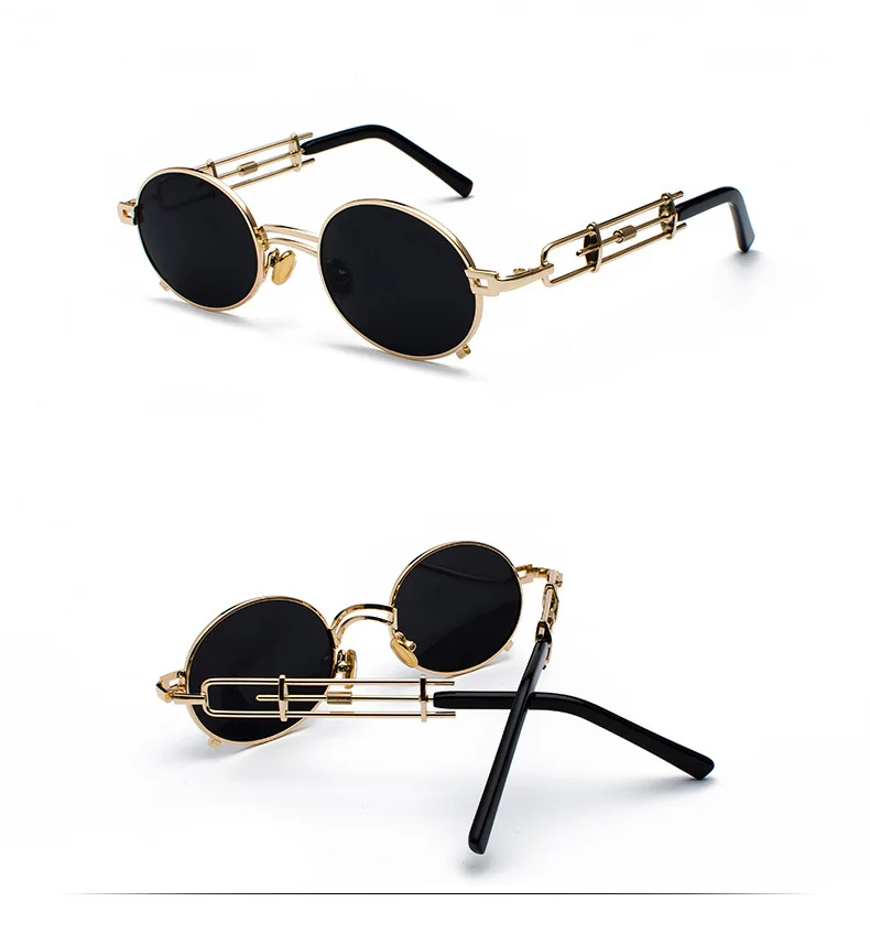 Ретро стимпанк Солнцезащитные очки мужские круглые винтажные металлическая оправа золотые черные овальные солнцезащитные очки для женщин красные мужские очки подарок UV400