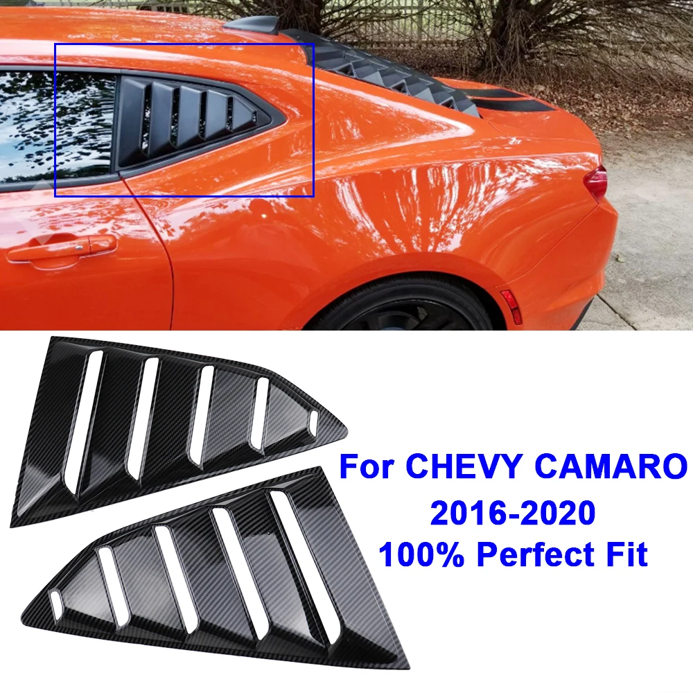 For 16-18 Chevy Camaro Gloss Black Side Window 1/4 Quarter Louver Cover Vent ABS