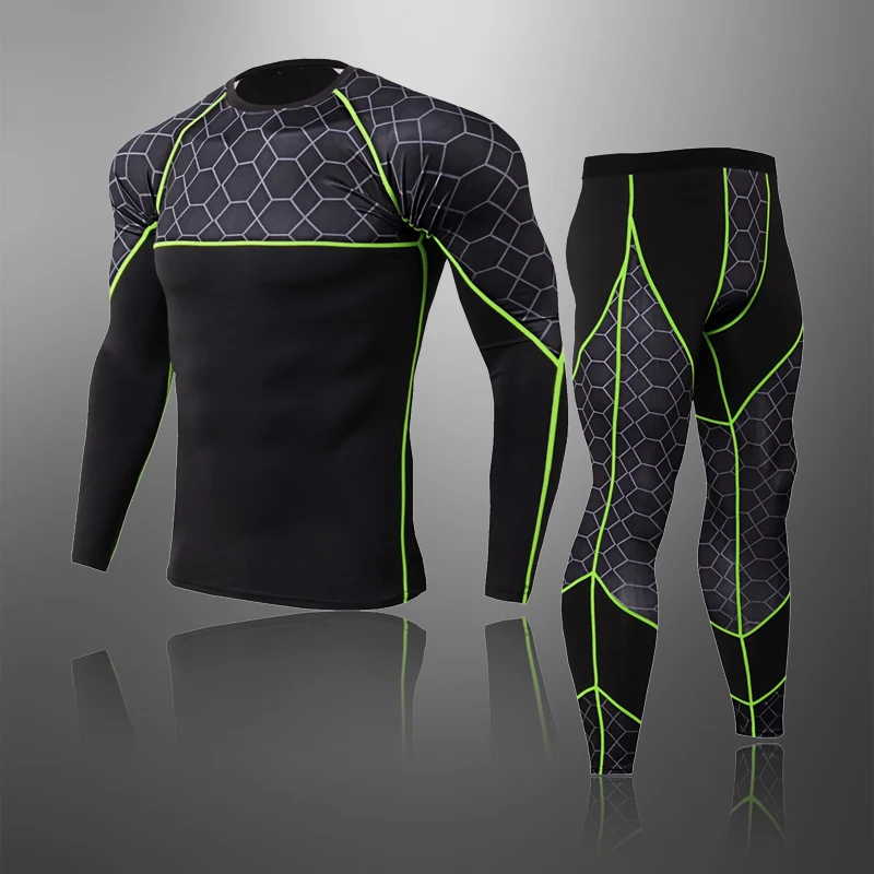 Excellent Winter Fleece Mens Cycling Base Layers Outdoor Sports Fitness Underwear Set Thermal Warm Long Running Top Pants Suits big and tall long johns