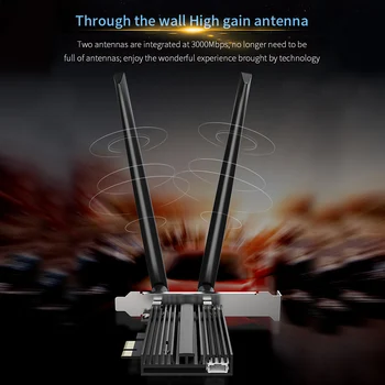 

Wireless Network Card Heat Sink With Antenna Esports Games Dual Band High Speed Desktop 3000Mbps WiFi6 Gigabit Bluetooth 5.0