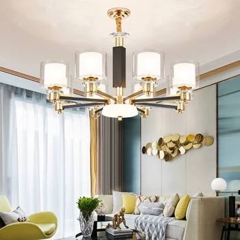 

Modern Gold Black Metal Led Chandeliers Lighting Living Room Glass Led Pendant Chandelier Lights Bedroom Hanging Lamp Fixtures