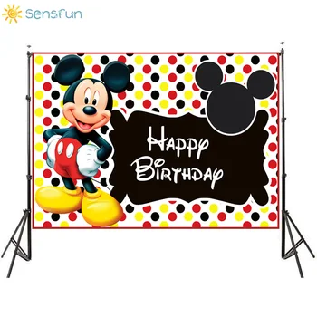 

Sensfun Red Mickey Mouse Theme Photo Backdrop Wave Dot Child Birthday Party Photography Background Photo Studio Vinyl Banner
