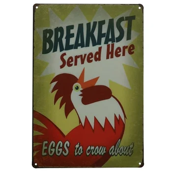 

Chicken Eggs Wall Sticker Metal Tin Sign Art Plate Iron Sign Painting Bar Pub Cafe Home Wall Decor