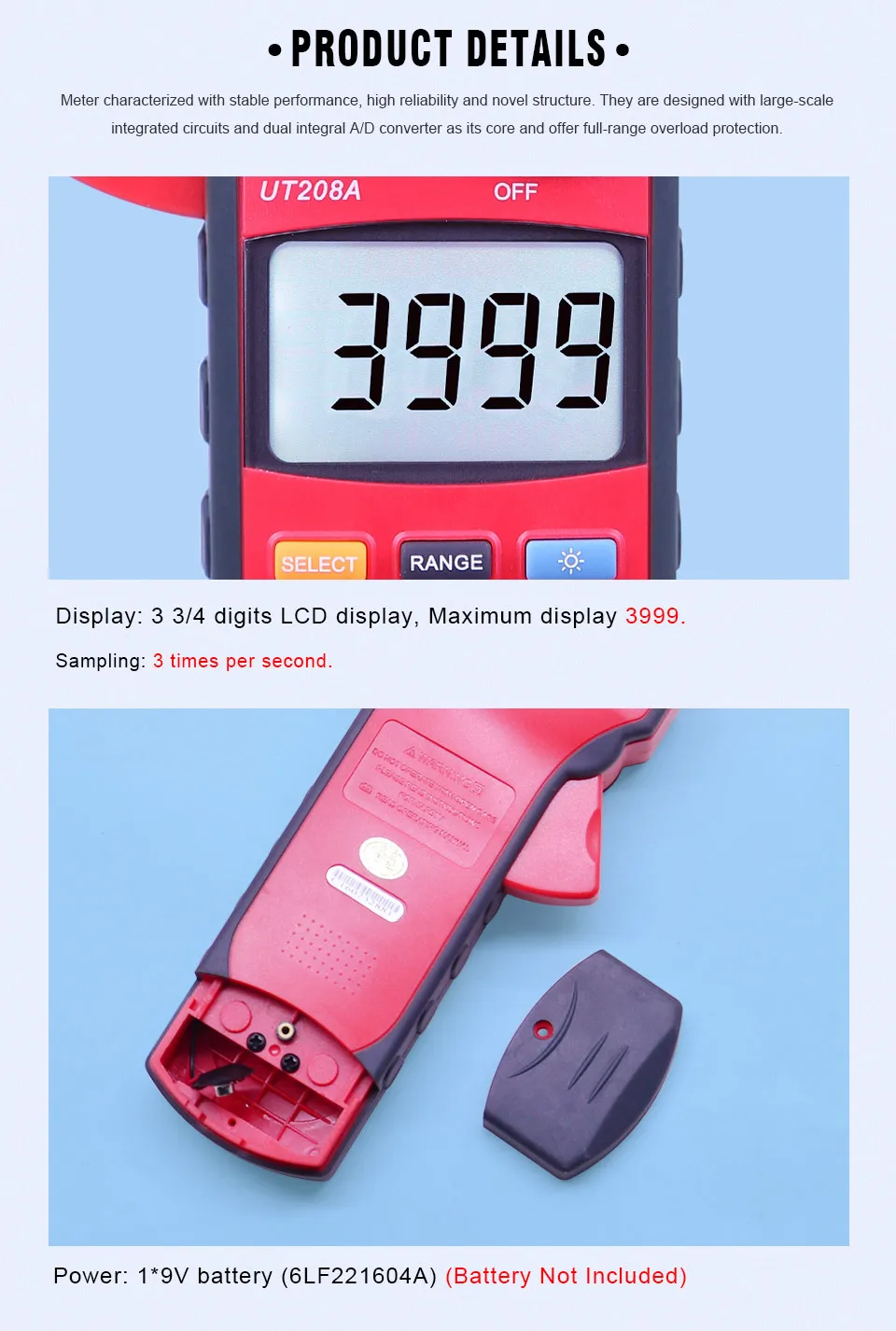 UNI-T UT207A UT208A UT209A 3 3/4 цифр AC& DC Цифровой клещи Частота Рабочий цикл сопротивление диоды непрерывность мультиметры