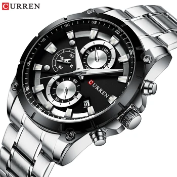 

CURREN Men Sports Military Watches Casual Business Wristwatch Mens Quartz Stainless Steel Clock Male Chronograph and Date