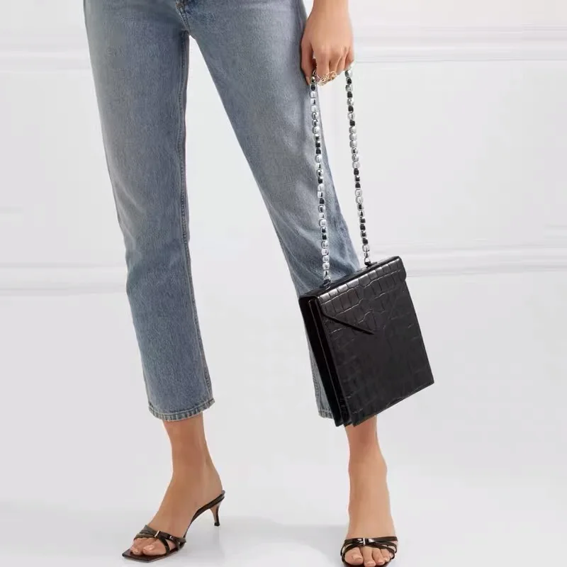 

Small Chains Bags Flap Fashion Sling Bag Retro Crocodile Pattern Chains Leather Shoulder Luxury Handbags Women Bags Designer