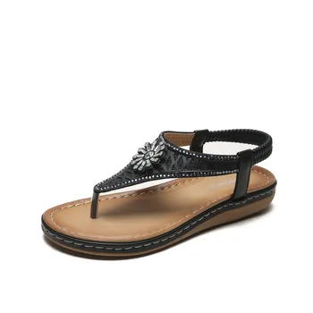 

2020 New Non-Slip Sandals Crystal Flower Hollow Bohemian European and American Fashion Flat Flip-flops women sandals