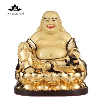 

Buddhist supplies Bronze Golden Buddha Statue Maitreya laughing buddha Home Decoration Laughing Buddha God of Wealth Decoration