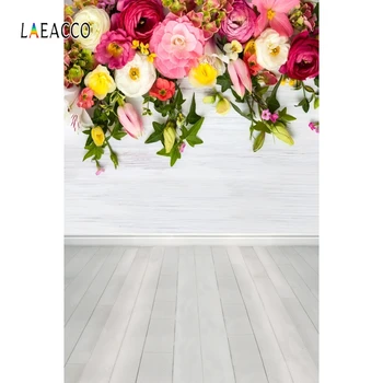

Laeacco Wooden Board Flowers Blossom Floor Photography Backgrounds Baby Shower Backdrops Newborn Photophone Child Portrait Props