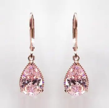 

Kawada 14K Rose Gold Pink Cubic Zircon Earring for Women Fashion Water drop Topaz Gemstone Gold Garnet 925 silver Drop Earring