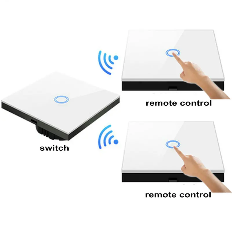 

wireless remote switch with glass panel transmitter 1/2/3 gang 2 way for lamp light led 433MHz EV1527 Chip