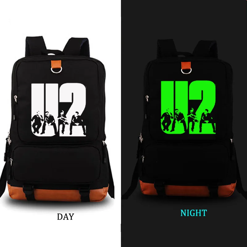 style2 black U2 рок-н-ролл рюкзак ночных студентов школьный рюкзак ноутбук рюкзак повседневный рюкзак - Цвет: style2 black