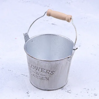 

Flower Bucket Useful Vintage Retro Iron Bucket Flower Pot Storage Bucket for Patio Home Garden