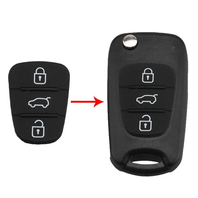 Étui de remplacement pour clé télécommande à 3 boutons, coussin en  caoutchouc pour Hyundai Kia, coque pour clé de voiture à rabat - AliExpress