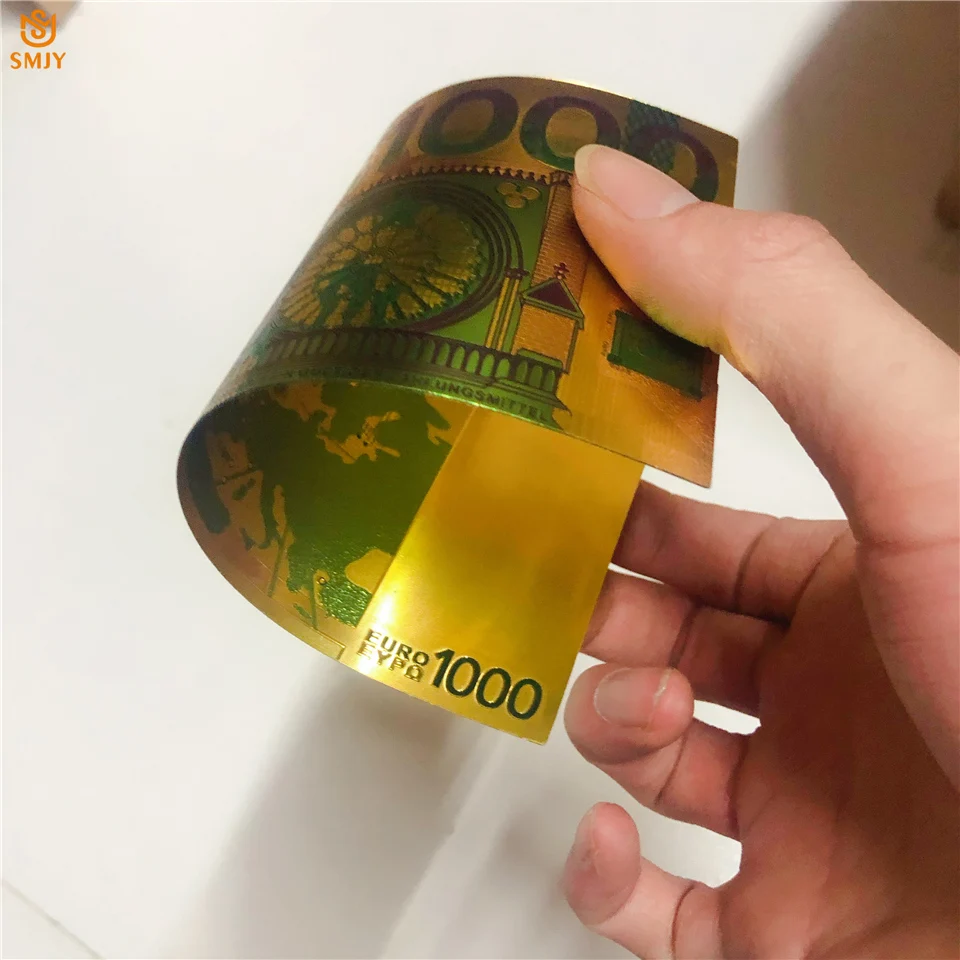 24K Золотая фольга для банкнот евро 1000 цвет Реплика бумага изготовления денег