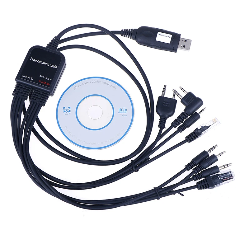 8 в 1 компьютерный USB Кабель для программирования для Kenwood Baofeng motorola Yaesu для ICOM удобная портативная рация автомобиля радио CD программное обеспечение