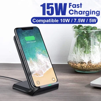 

XMXCZKJ 15W Qi Wireless Charger Stand For iPhone 11 pro 8 X XS Samsung s10 s9 s8 Fast Wireless Charging Station Phone Charger