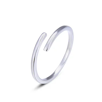 

Wholesale Ring for Women Jewelry Sterling Silver Plain Ring Hand Jewelry Smooth Open Tail Ring Female Wedding Jewelry with Box