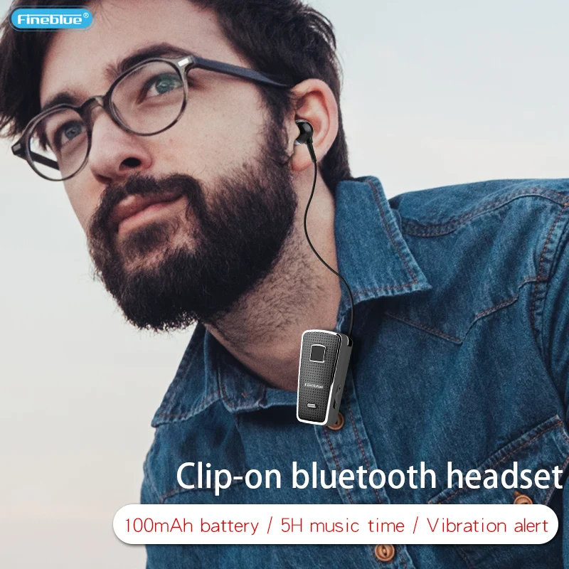 Fineblue F970 Pro bluetooth headphones call reminder vibration bluetooth headset wireless clip noise cancelling earbuds with mic