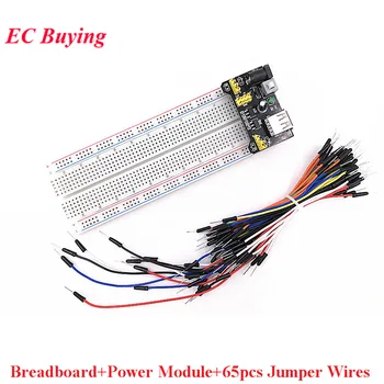 

MB102 Breadboard Power Module 3.3V/5V MB-102 830 Points Solderless Prototype Board Bread 65pcs Jumper Wires For Arduino DIY Kit
