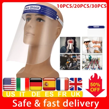 

10/20/30Pcs Flexible Protective Face Mask Anti-spitting Face Shield Fluid Resistant Full Face Mask Dust-proof Anti-fog Mask