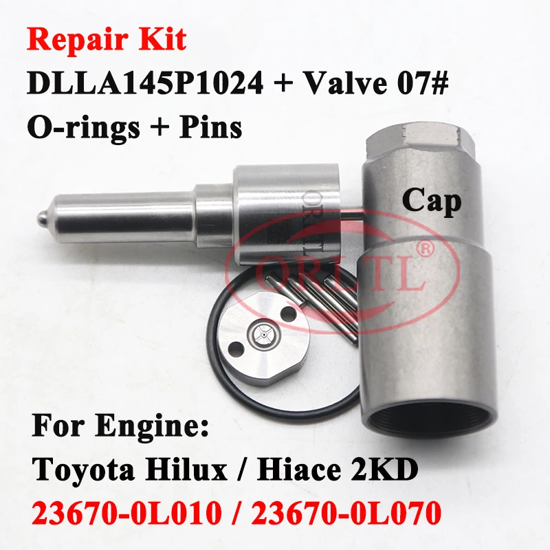 

ORLTL Injector Repair Kits Nozzle DLLA145P1024 Orifice Valve Plate 07# For Toyota 8976024856 23670-0L010 236700L010 23670-0L070