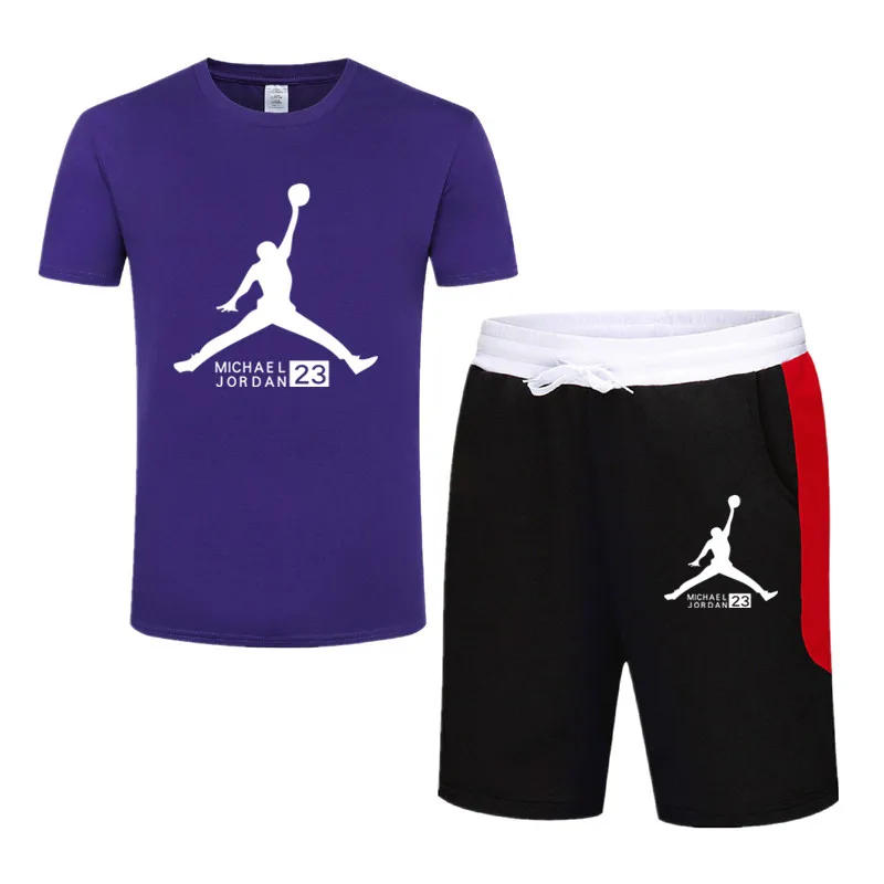 

2019 new T Shirt+Shorts Sets Men Jordan Printed Summer Suits Casual Tshirt Men Tracksuits Brand Clothing Tops Tees Set Male