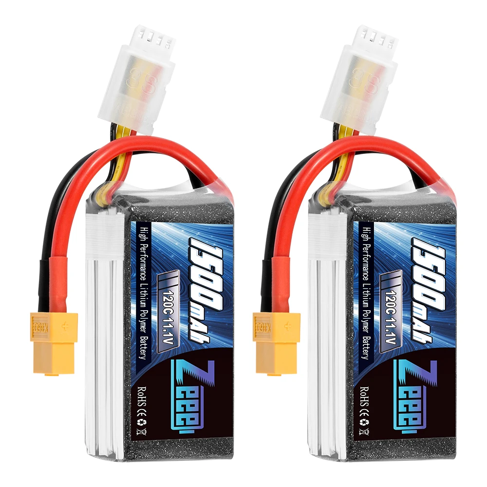 2units Zeee Lipo Battery 11.1V 1500mAh 3S 120C Soft