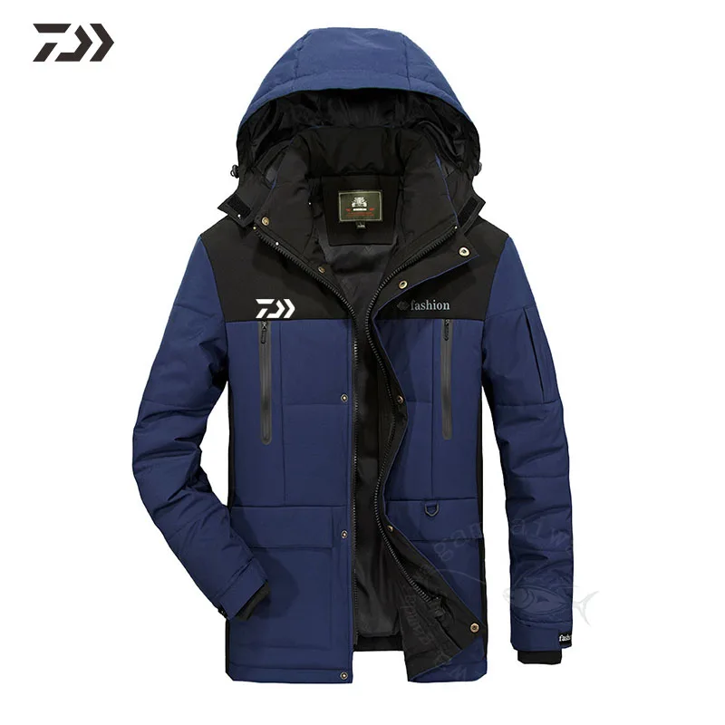 

2020 Outdoor Daiwa Fishing Clothing Hooded Detachable Winter Autumn Thicken Thermal Fishing Jacket Patchwork Men's Winter Jacket