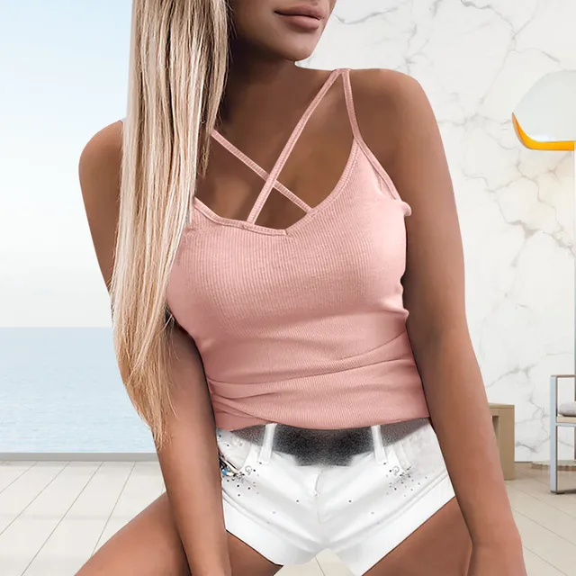 Women Cross Strap Tank Tops Ladies Sexy V-neck Cami Tops Tee Fashion Vest  Summer Camisole Women Casual Sleeveless Female Blusas - Tanks u0026 Camis -  AliExpress