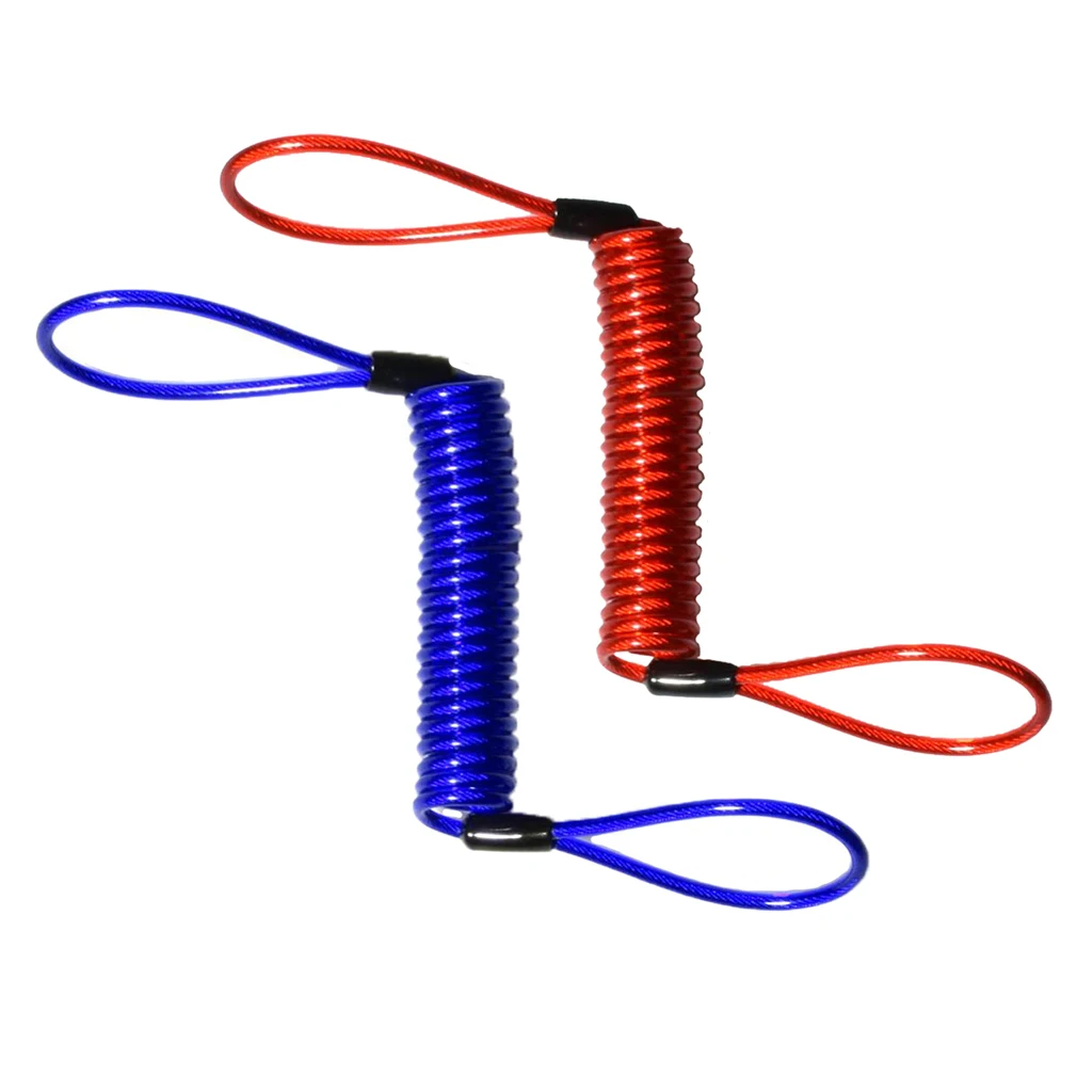 Blue&Red Combo - 150cm Alarm Disc Lock /Security Spring Reminder Cable for Motorcycle Ebike