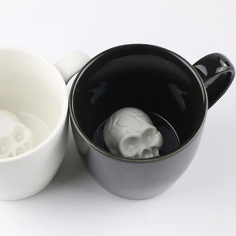 Керамическая чашка с черепом, скрытое, жуткое животное внутри, подарок на Хэллоуин, праздник, день рождения, для кофе, чая, бара, посуда для напитков, подарок