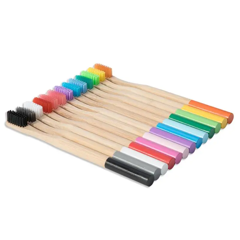 13 Color Bamboo Toothbrush Oral Hygiene Bamboo Handle Soft Hair Toothbrush Whitening Brush Hard Hair Wooden Handle Brush